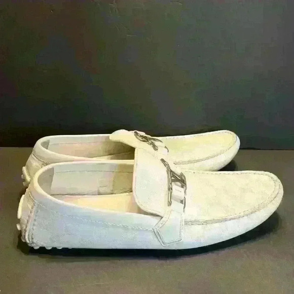Louis Vuitton Men’s check pattern White Loafer Size 11 FREE SHIPPING!!!!!!!!!!!! - Picture 1 of 7